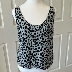 Diane Von Furstenberg silk scoop blue black sleeveless cami tank top size 2